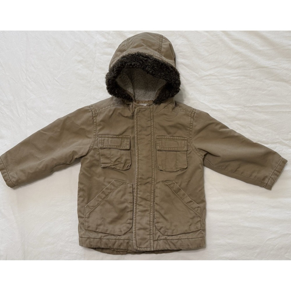 Old Navy‎ Y2K Chore Coat Jacket Barn Country Khaki 2T 2010 Hooded Sherpa Unisex